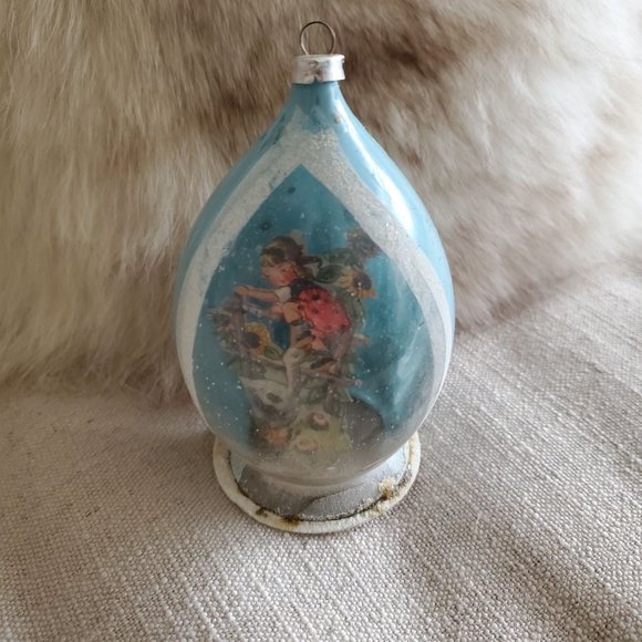 Vintage Mid Century Glass snow Globe Ornament